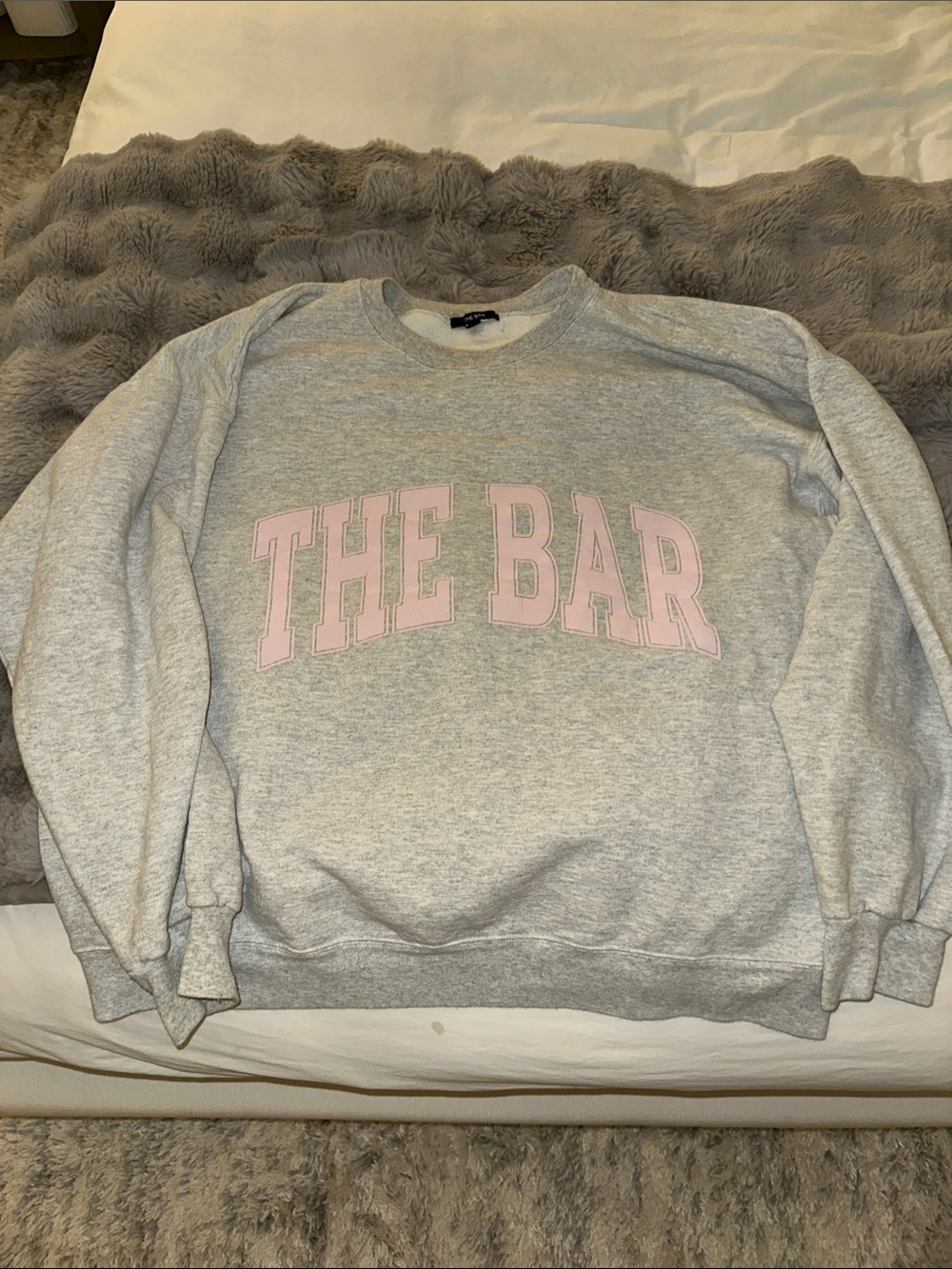 The Bar Gray Crewneck Sweatshirt with Pink Logo